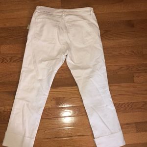 Ann Taylor Loft White Denim cuff jeans 6 Petite